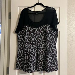 Torrid peplum mesh leopard top size 3